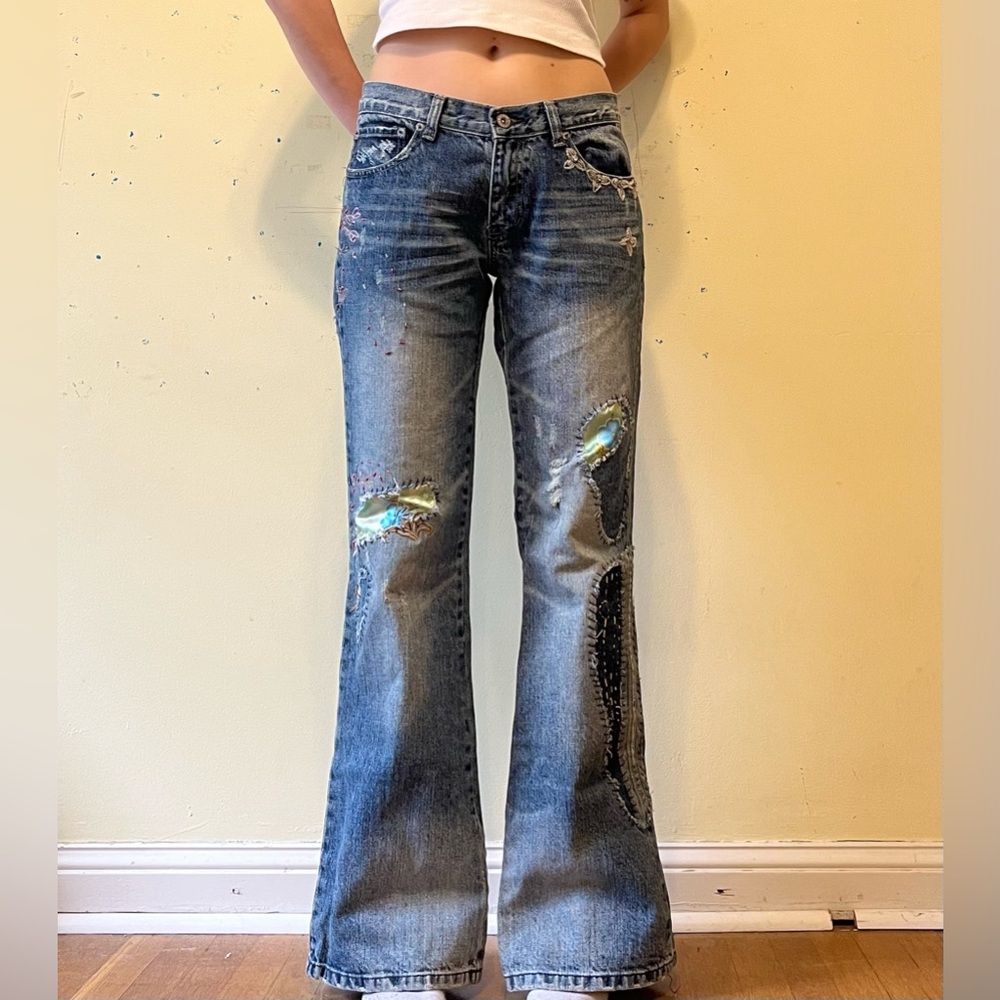 Distressed Blue Jeans